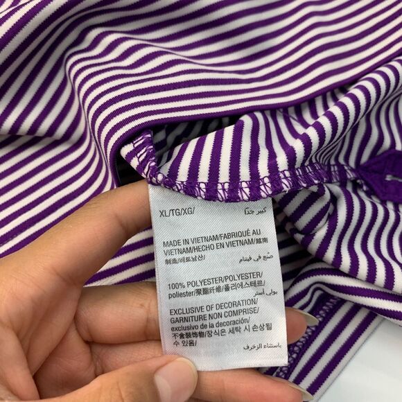 Greg Norman Polo Shirt Mens XL Mulberry Purple White PlayDry Striped Golf - Picture 6 of 10